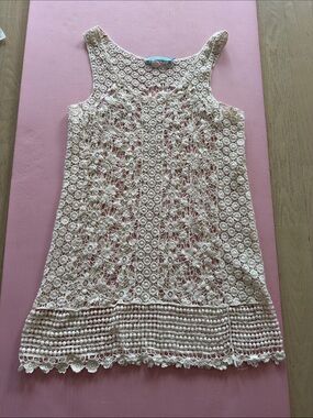 Solitaire swim Cream Crochet Lace Tank Dress
